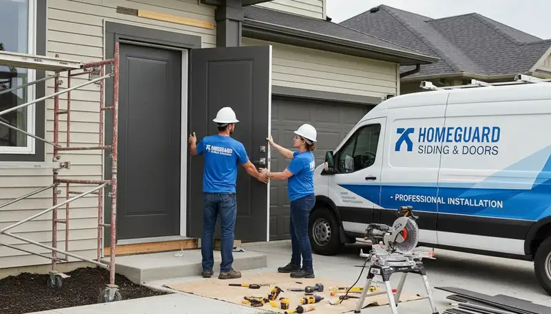 Professional door installation by vinyl siding experts in Jacksonville, FL exterior home project