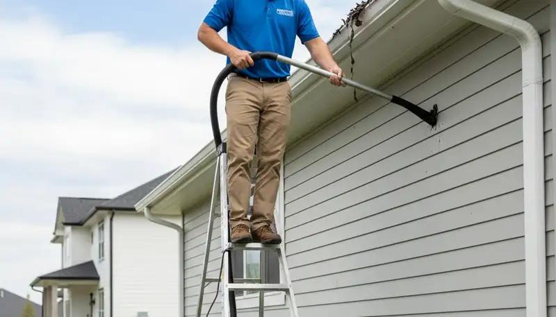 Professional gutter cleaning service in Jacksonville FL preventing siding and roof water damage