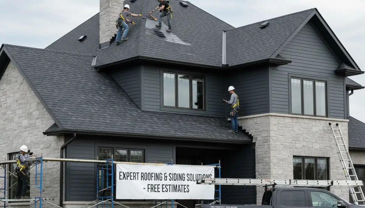 Vinyl siding contractors repairing roof and siding in Jacksonville, FL home exterior
