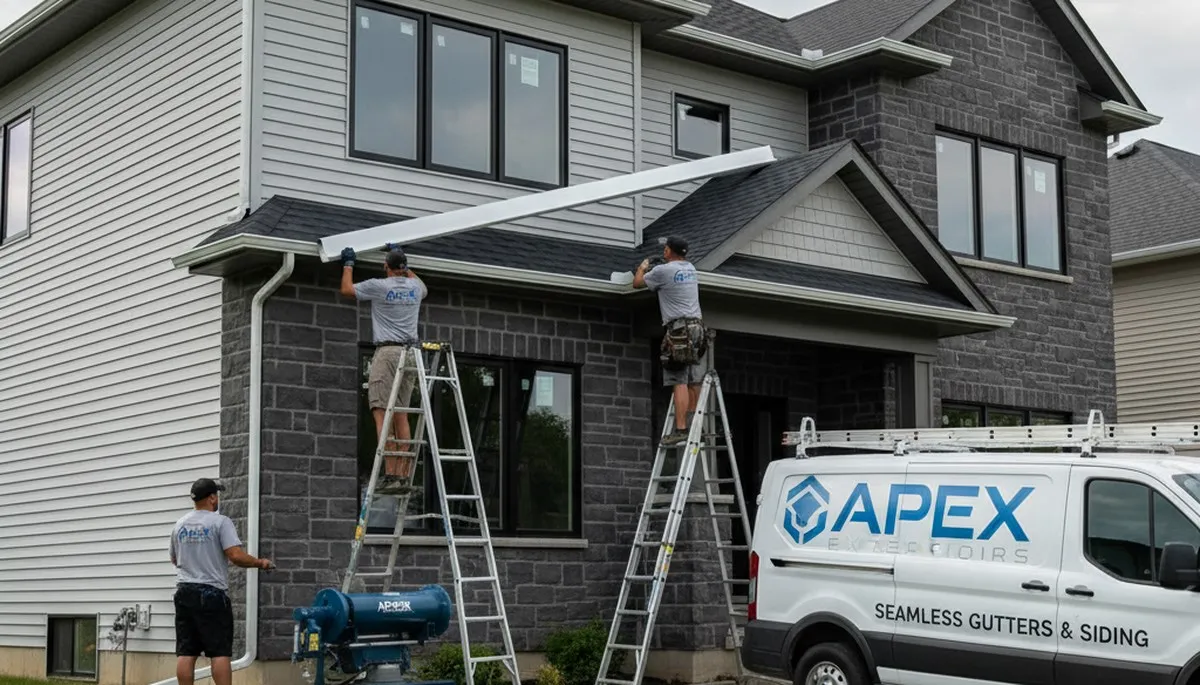 Seamless gutter installation on vinyl siding home in Jacksonville FL by Next Level Exteriors