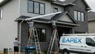 Seamless gutter installation on vinyl siding home in Jacksonville FL by Next Level Exteriors
