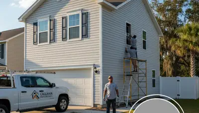 Professional vinyl siding contractors working on home exterior in Jacksonville FL